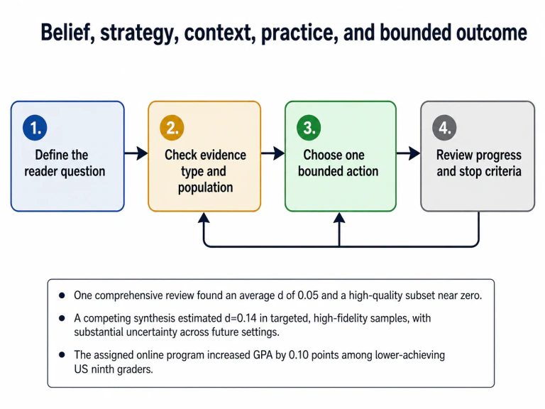 BrainMaxx evidence guide to small contextual growth-mindset effects and real learning supports